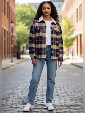 Levi Strauss and Co. Premium Plaid Sherpa Lined Jacket Size Small